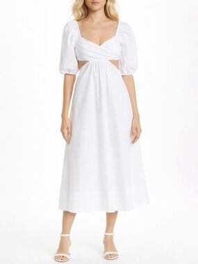 staud ivory and dark oak micro stripe cafu dress STAUD Cafu Micro Stripe Dress In Ivory/dark Oak
